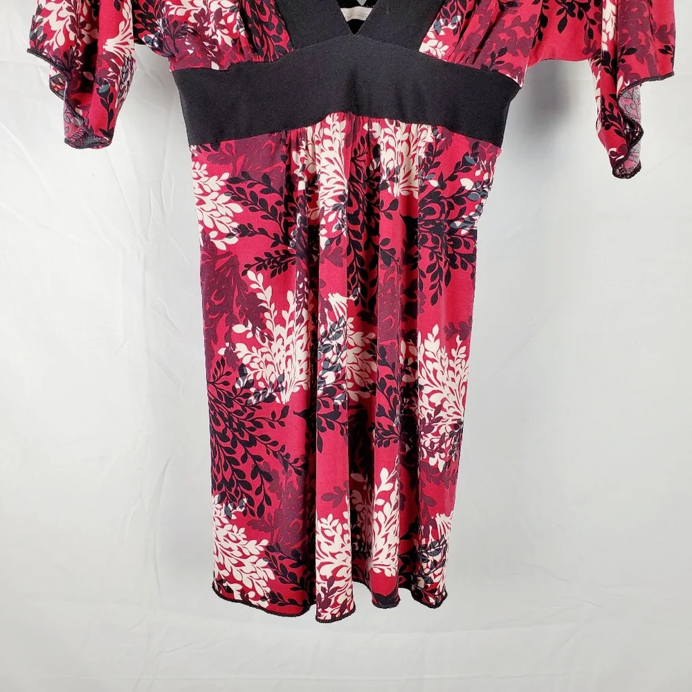 Vintage Y2K Charlotte Russe Floral Plunge Neck‎ Babydoll Top